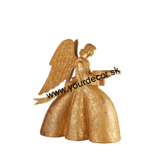 XMAS Svietnik Anjel zlatý 35,5x13x37h